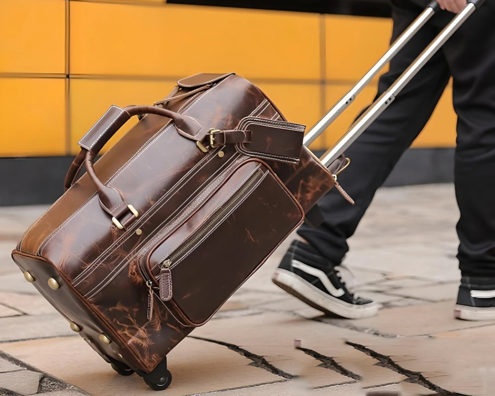 leather carry on luggage wheeled